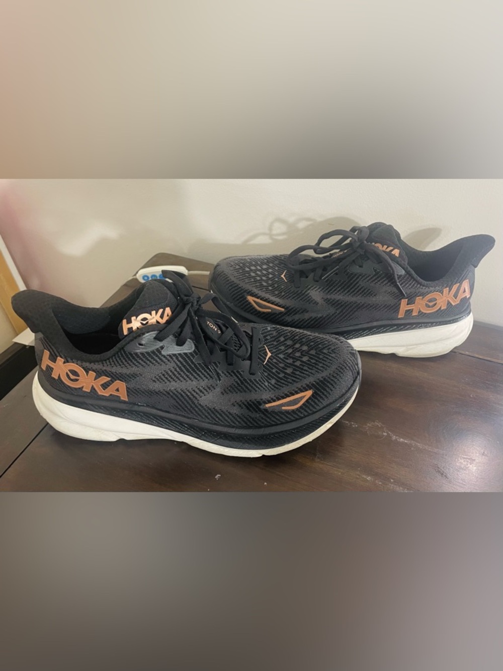 Hoka Black Running Sneakers with Copper Logo 8.5 b